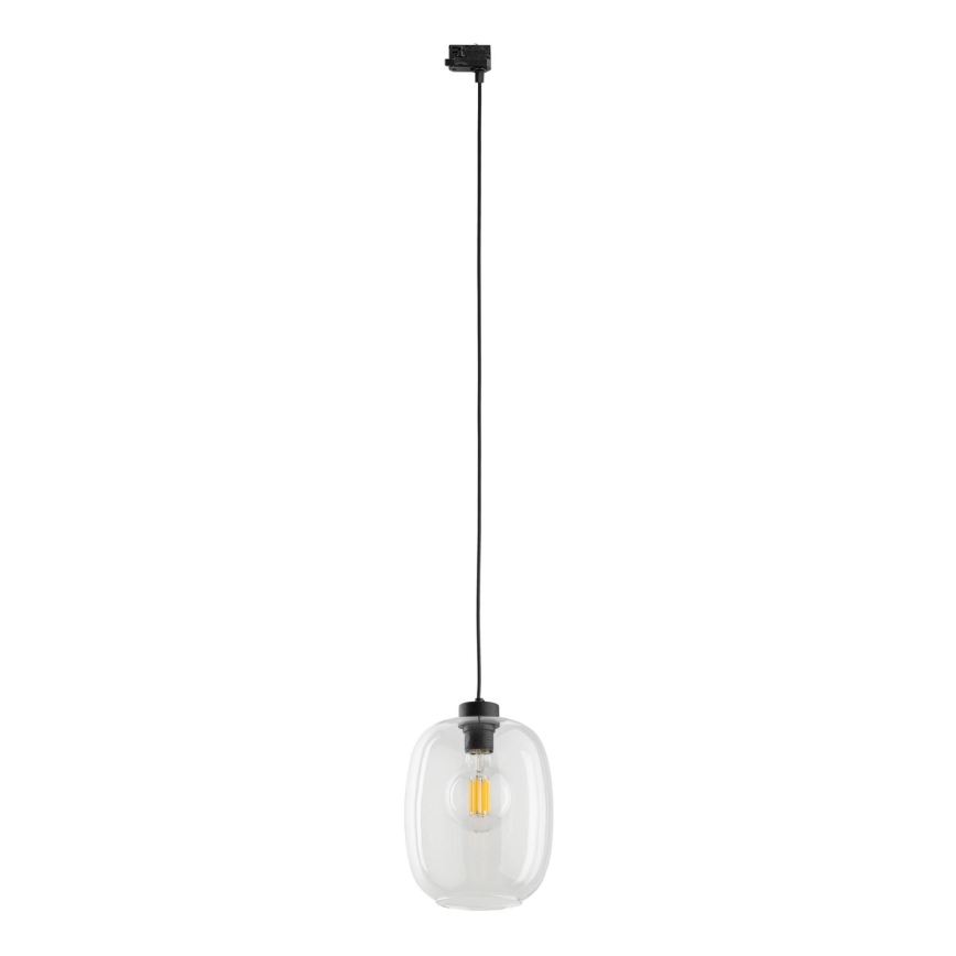Lustr na lanku do 3-fázového lištového systému ELIO 1xE27/15W/230V černá/čirá