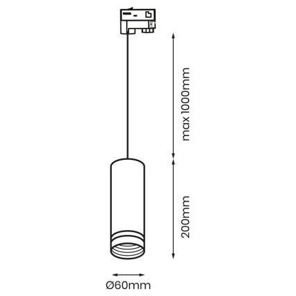 Lustr na lanku do 3-fázového lištového systému PIPE 1xGU10/25W/230V bílá