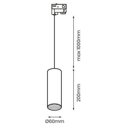 Lustr na lanku do 3-fázového lištového systému PIPE 1xGU10/25W/230V bílá