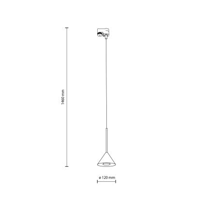 Lustr na lanku do 1-fázového lištového systému CONO MINI 1xGU10/10W/230V černá