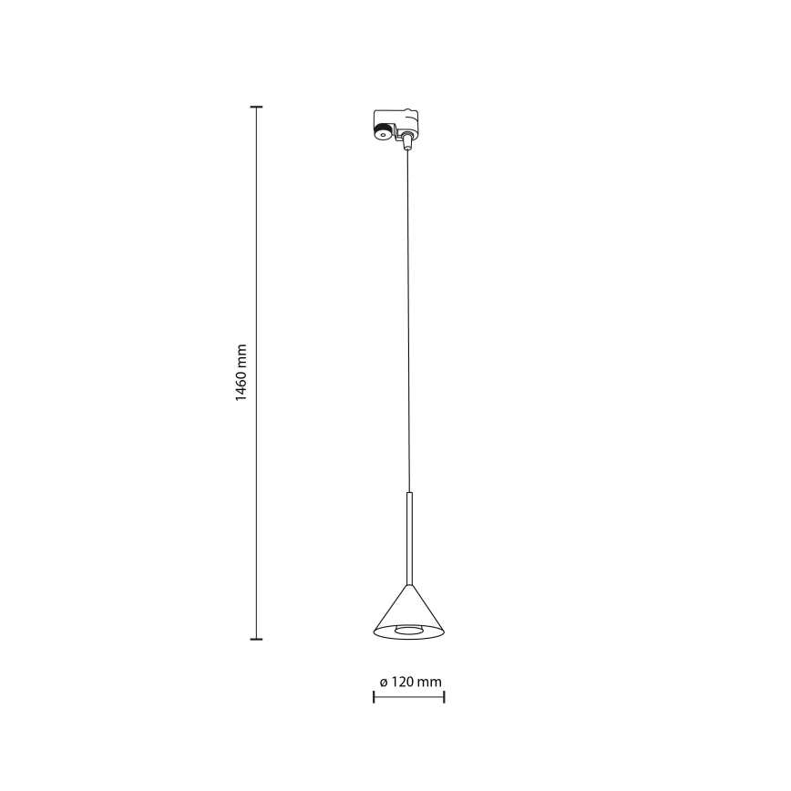 Lustr na lanku do 1-fázového lištového systému CONO MINI 1xGU10/10W/230V černá