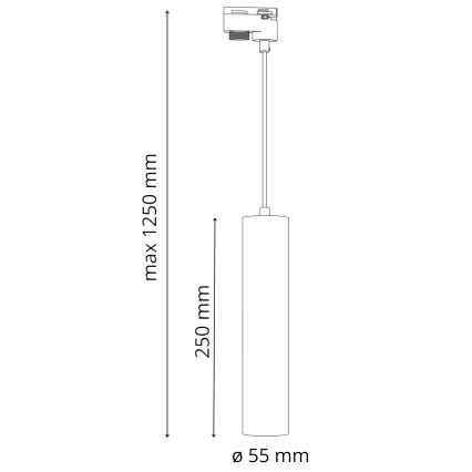 Lustr na lanku do lištového systému MARIBEL 3xGU10/10W/230V + 1 m lištový systém černá