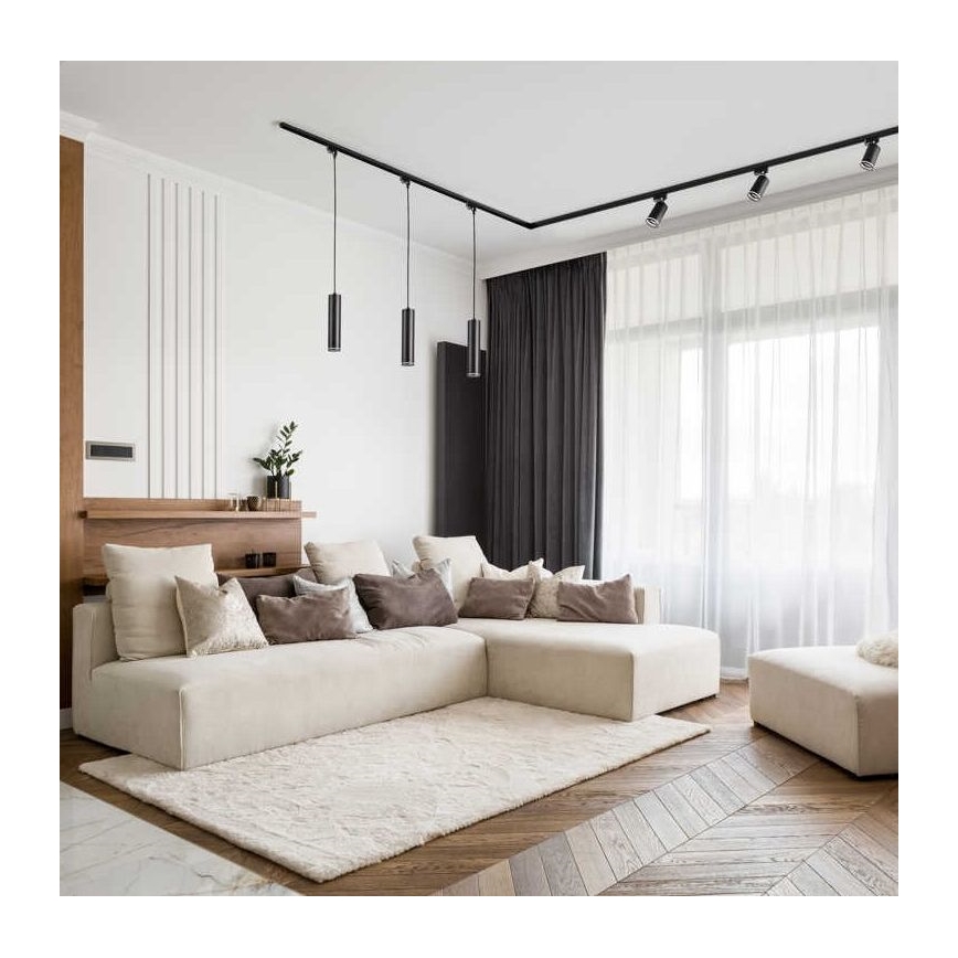 Lustr na lanku do lištového systému PARIS 1xGU10/10W/230V černá