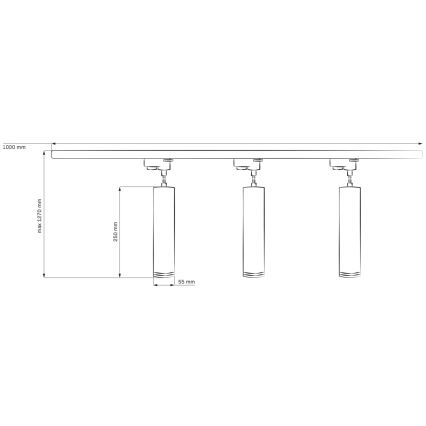 Lustr na lanku do lištového systému PARIS 3xGU10/10W/230V + 1 m lištový systém bílá