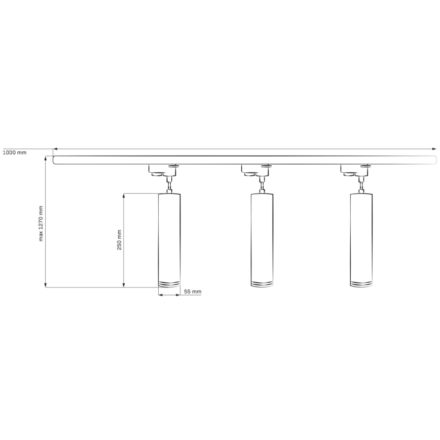 Lustr na lanku do lištového systému PARIS 3xGU10/10W/230V + 1 m lištový systém bílá