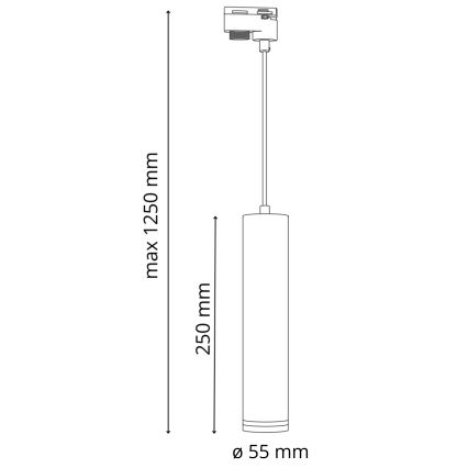 Lustr na lanku do lištového systému PARIS 3xGU10/10W/230V + 1 m lištový systém černá