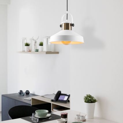 Lustr na lanku DODO 1xE27/40W/230V bílá/bronzová