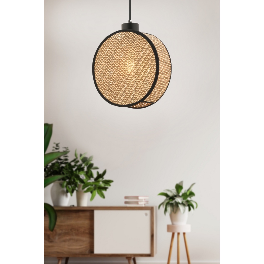 Lustr na lanku DRUM 1xE27/60W/230V hnědá/černá