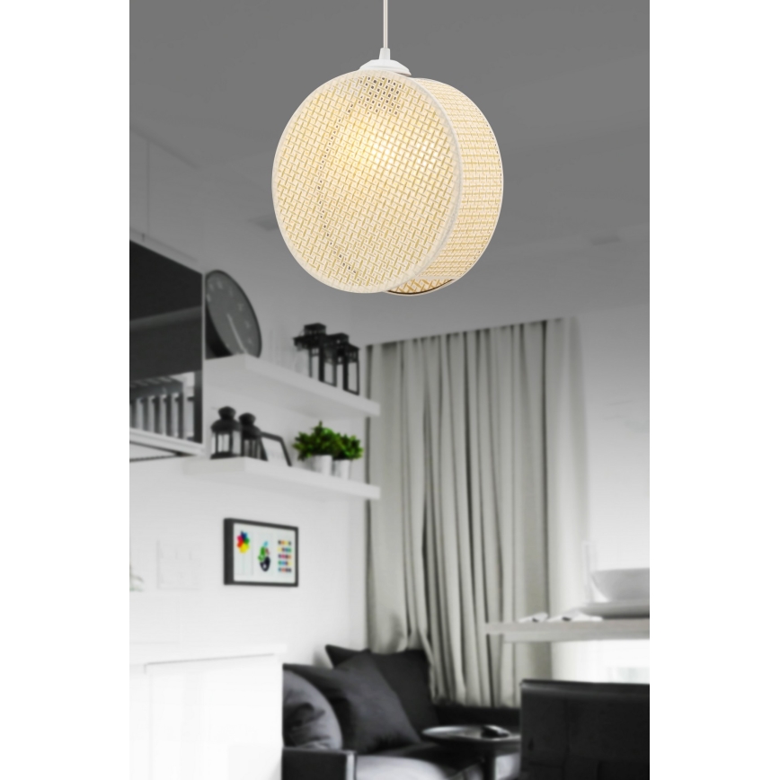 Lustr na lanku DRUM 1xE27/60W/230V krémová