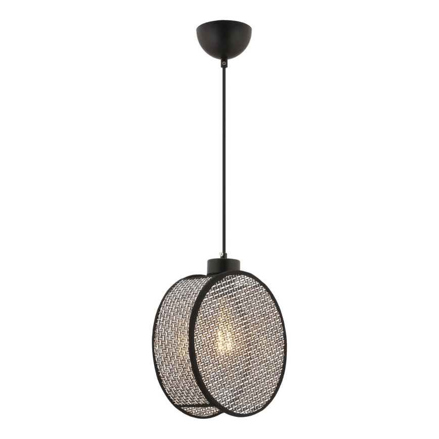 Lustr na lanku DRUM 1xE27/60W/230V šedá/černá