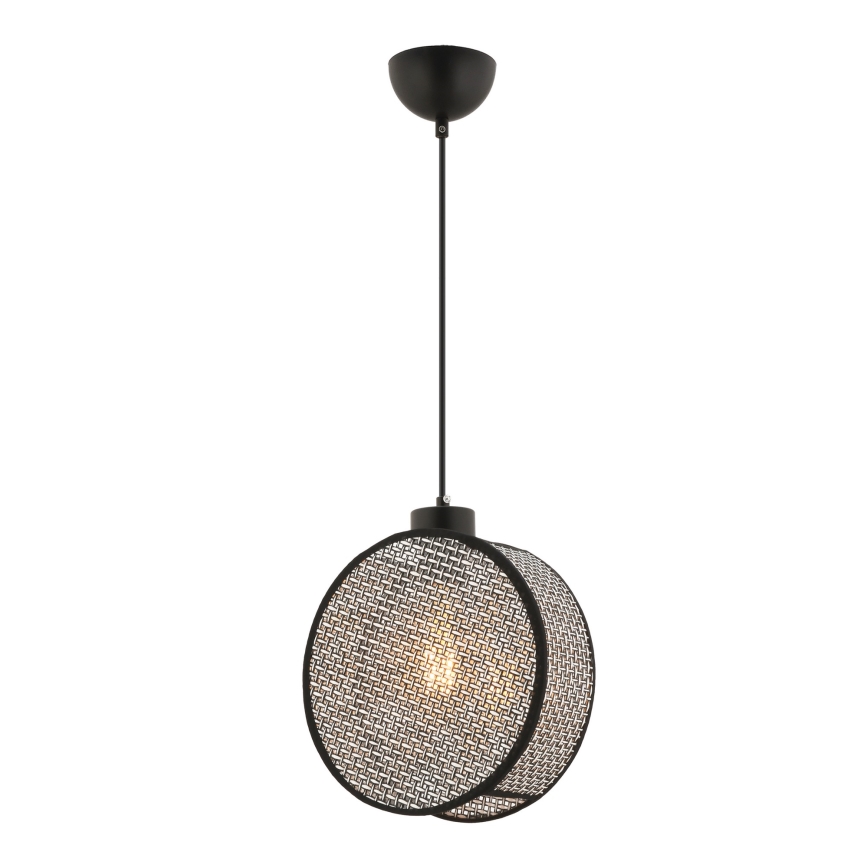 Lustr na lanku DRUM 1xE27/60W/230V šedá/černá