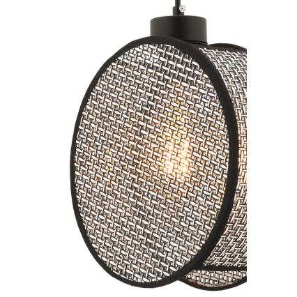 Lustr na lanku DRUM 1xE27/60W/230V šedá/černá