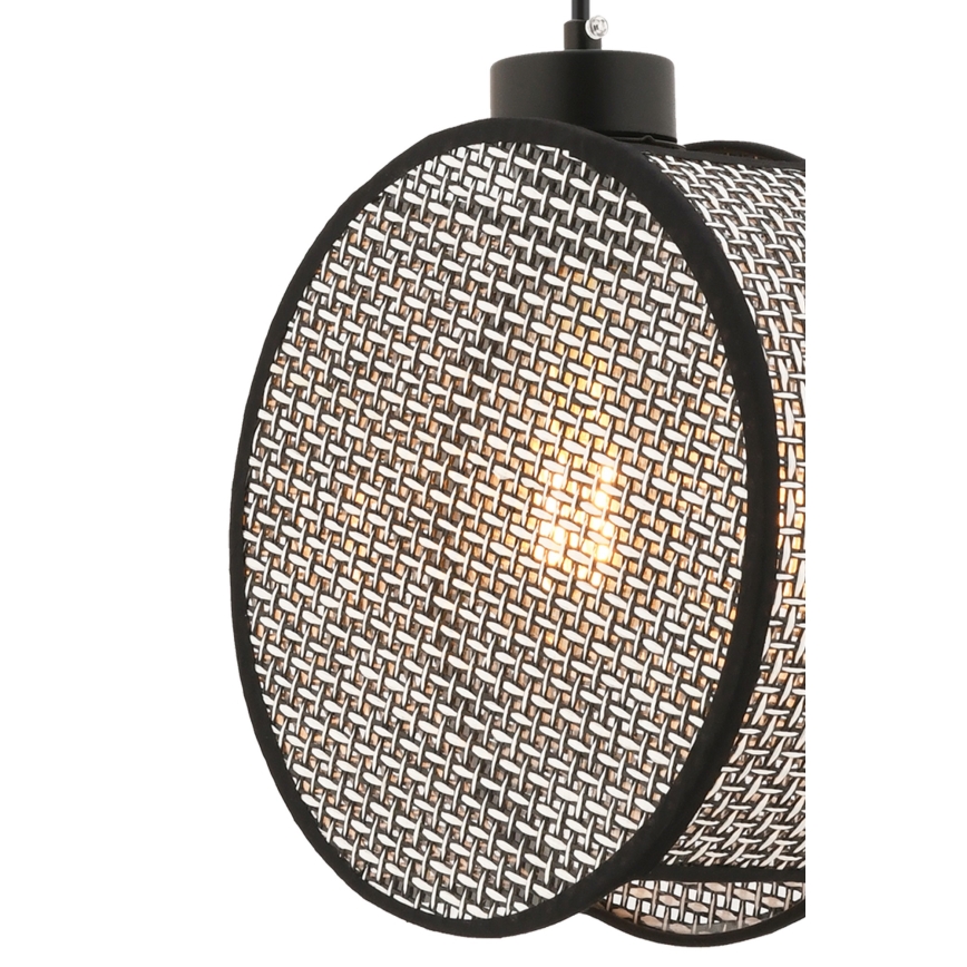 Lustr na lanku DRUM 1xE27/60W/230V šedá/černá