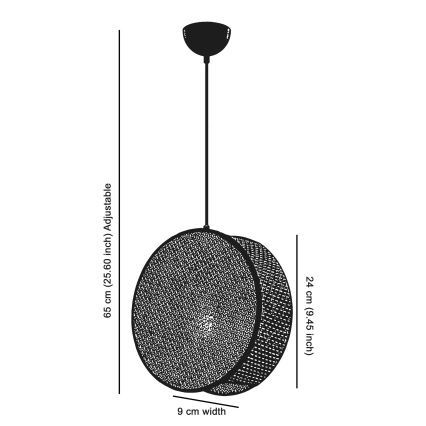 Lustr na lanku DRUM 1xE27/60W/230V šedá/černá