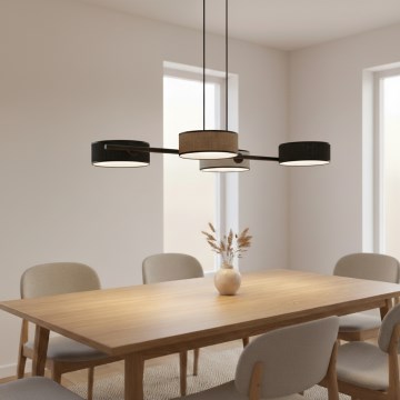 Lustr na lanku DRUMZ 4xE14/10W/230V černá/hnědá/šedá