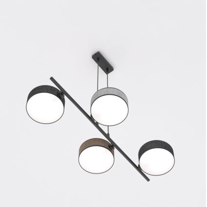 Lustr na lanku DRUMZ 4xE14/10W/230V černá/hnědá/šedá