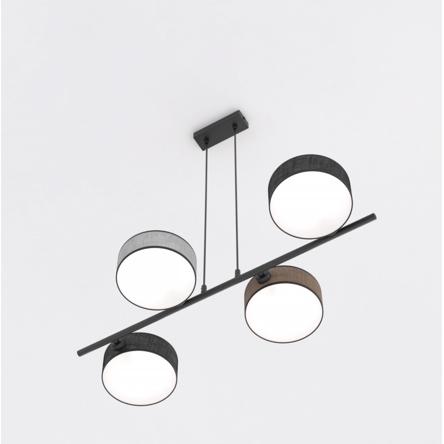 Lustr na lanku DRUMZ 4xE14/10W/230V černá/hnědá/šedá