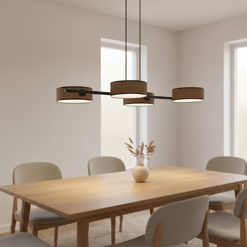 Lustr na lanku DRUMZ 4xE14/10W/230V hnědá