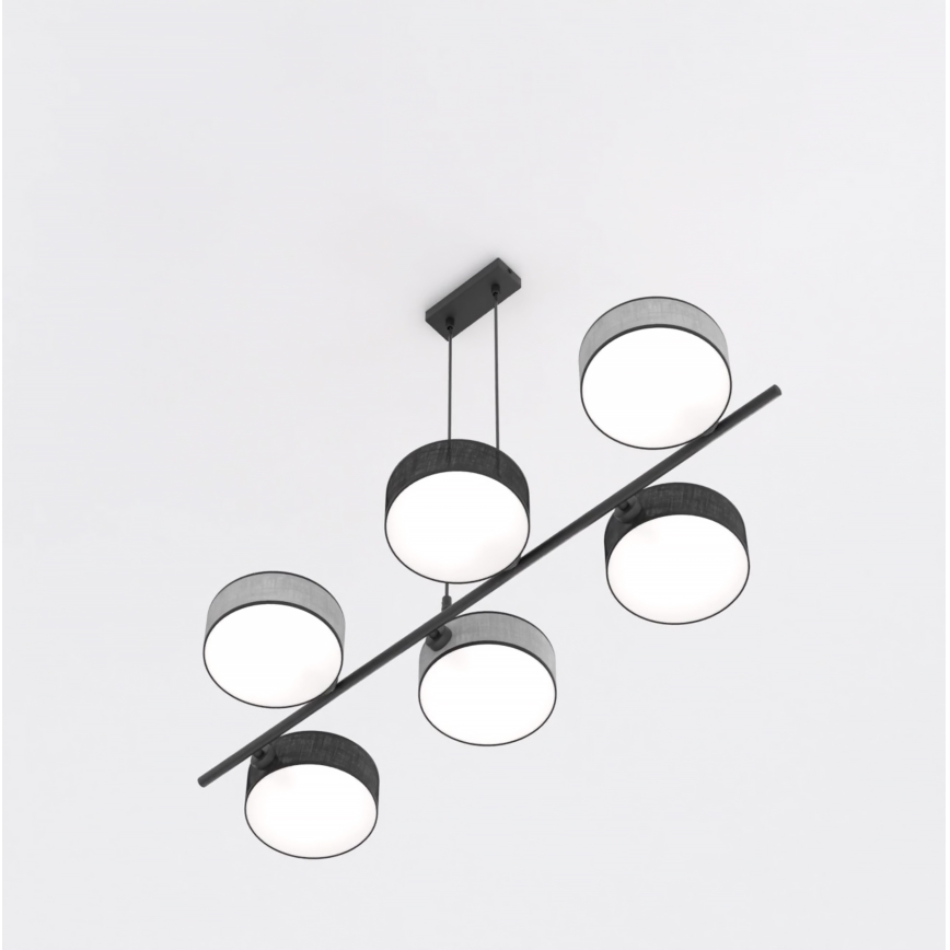 Lustr na lanku DRUMZ 6xE14/10W/230V černá/šedá