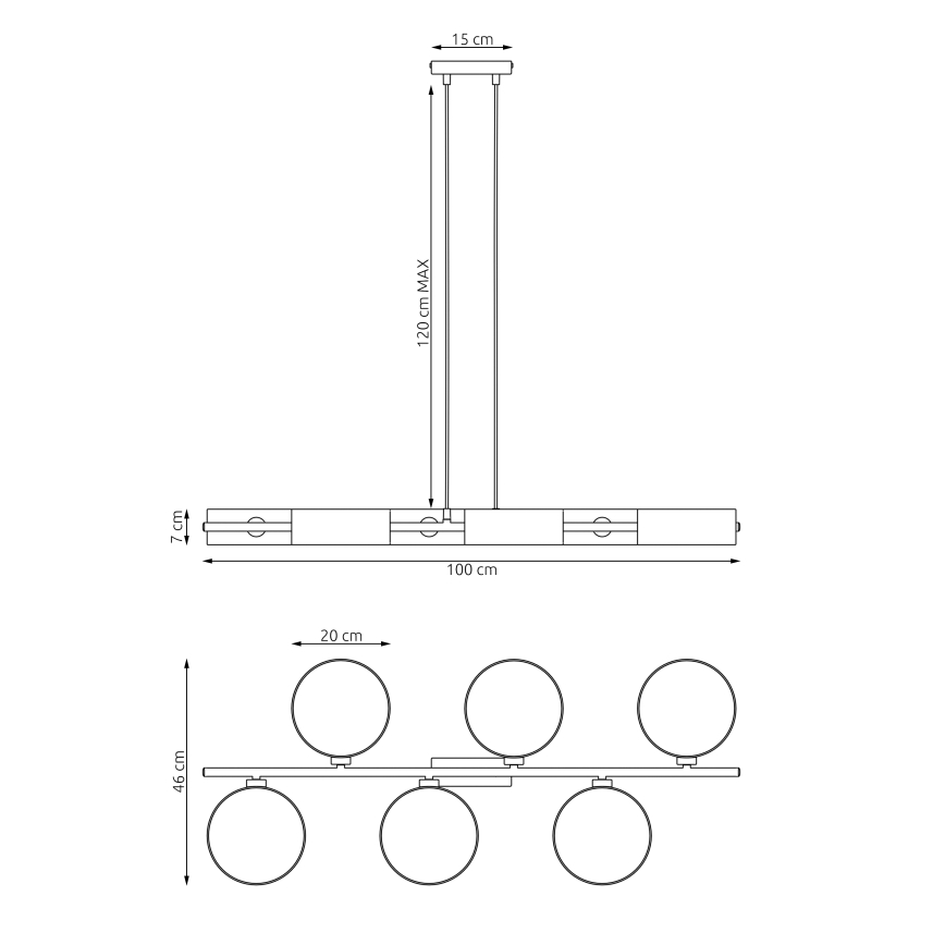 Lustr na lanku DRUMZ 6xE14/10W/230V černá/šedá