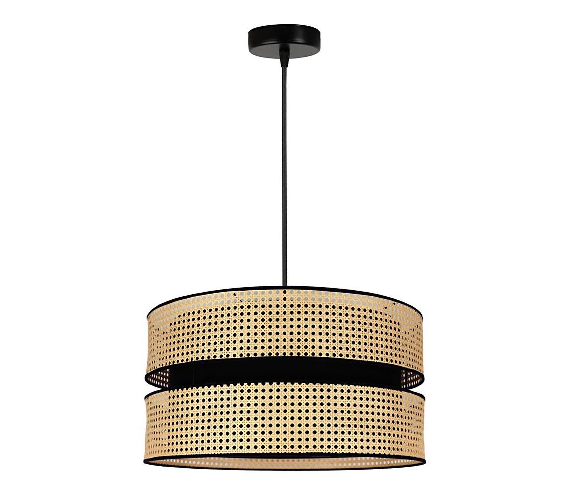 Duolla Lustr na lanku DUO 1xE27/15W/230V ratan/černá DU84205