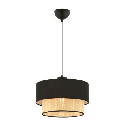 Lustr na lanku ECHO 1xE27/60W/230V černá/béžová