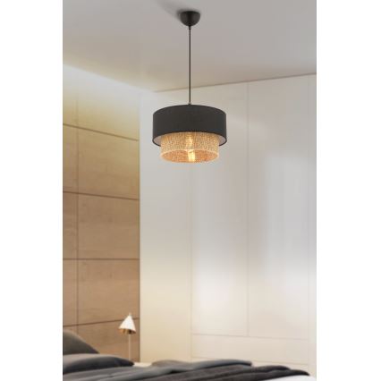 Lustr na lanku ECHO 1xE27/60W/230V černá/hnědá