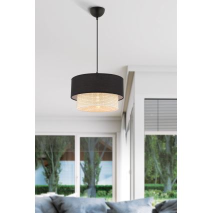 Lustr na lanku ECHO 1xE27/60W/230V černá/krémová