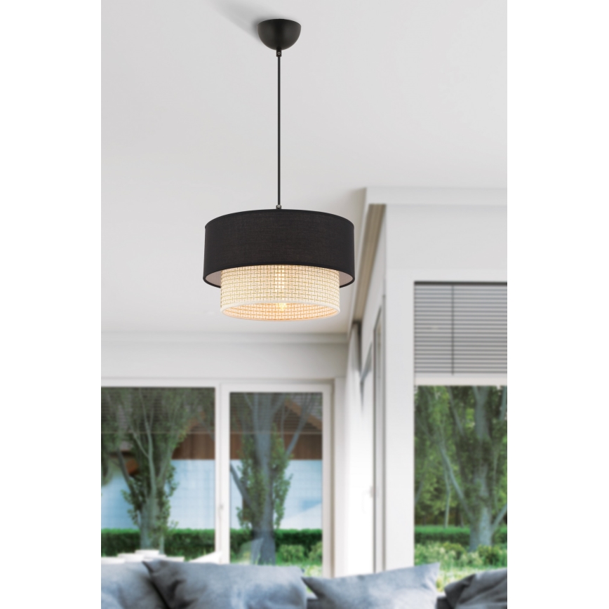 Lustr na lanku ECHO 1xE27/60W/230V černá/krémová