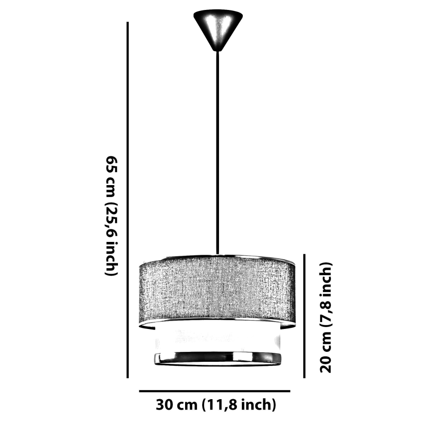 Lustr na lanku ECHO 1xE27/60W/230V černá/krémová