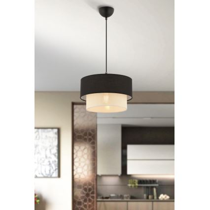 Lustr na lanku ECHO 1xE27/60W/230V černá/krémová