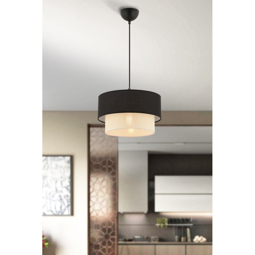 Lustr na lanku ECHO 1xE27/60W/230V černá/krémová