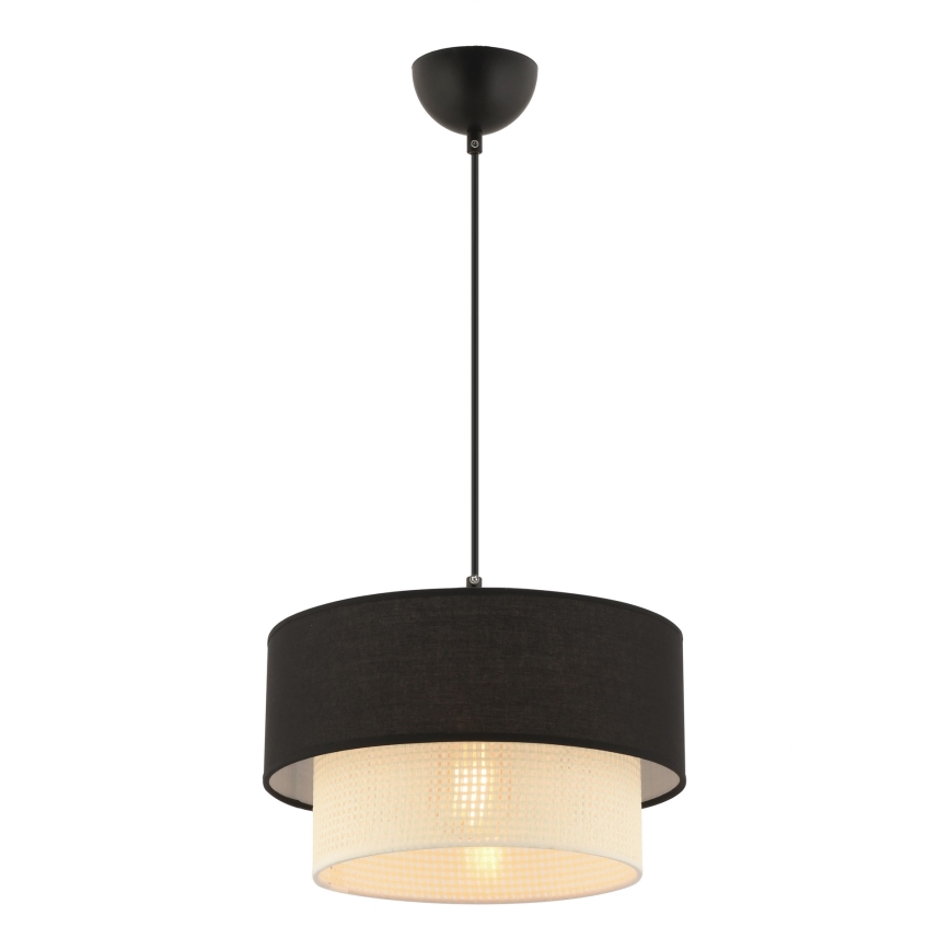Lustr na lanku ECHO 1xE27/60W/230V černá/krémová