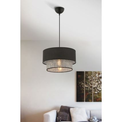 Lustr na lanku ECHO 1xE27/60W/230V černá/šedá