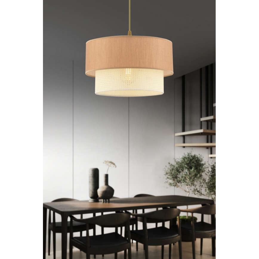 Lustr na lanku ECHO 1xE27/60W/230V hnědá/krémová