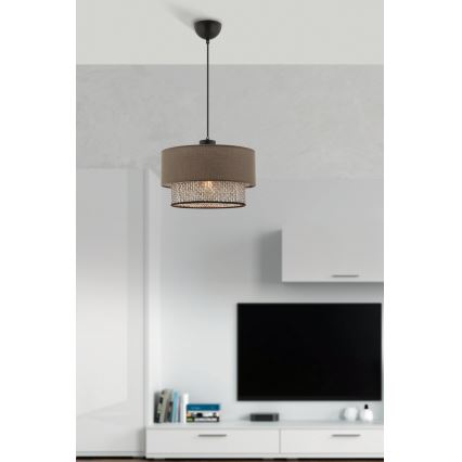 Lustr na lanku ECHO 1xE27/60W/230V hnědá/šedá