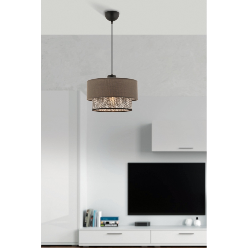 Lustr na lanku ECHO 1xE27/60W/230V hnědá/šedá