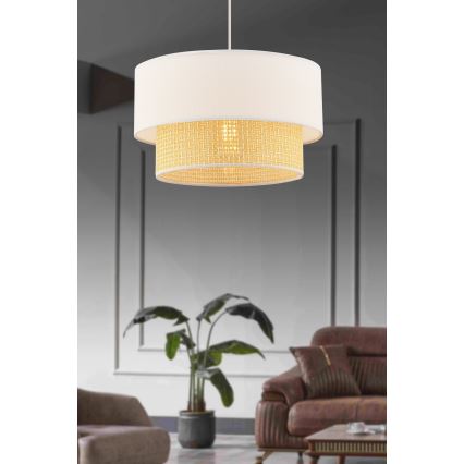 Lustr na lanku ECHO 1xE27/60W/230V krémová/béžová