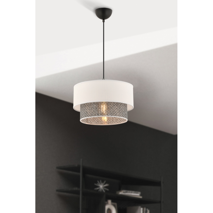 Lustr na lanku ECHO 1xE27/60W/230V krémová/šedá