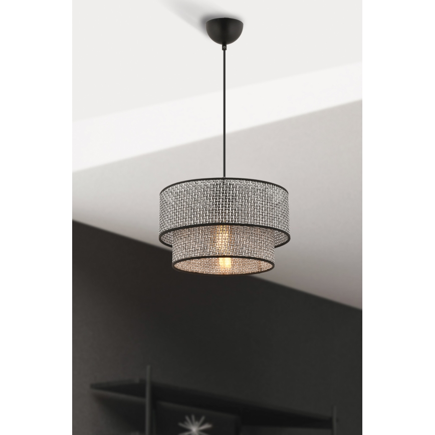 Lustr na lanku ECHO 1xE27/60W/230V šedá/černá