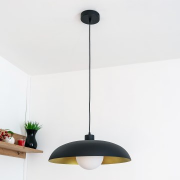 Lustr na lanku ECLIPSE 1xE27/15W/230V černá/zlatá