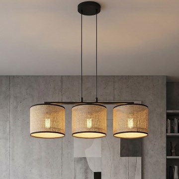 Lustr na lanku ECO 3xE27/15W/230V béžová/ratan