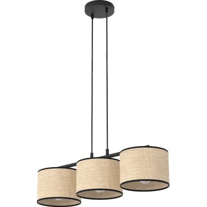 Lustr na lanku ECO 3xE27/15W/230V béžová/ratan