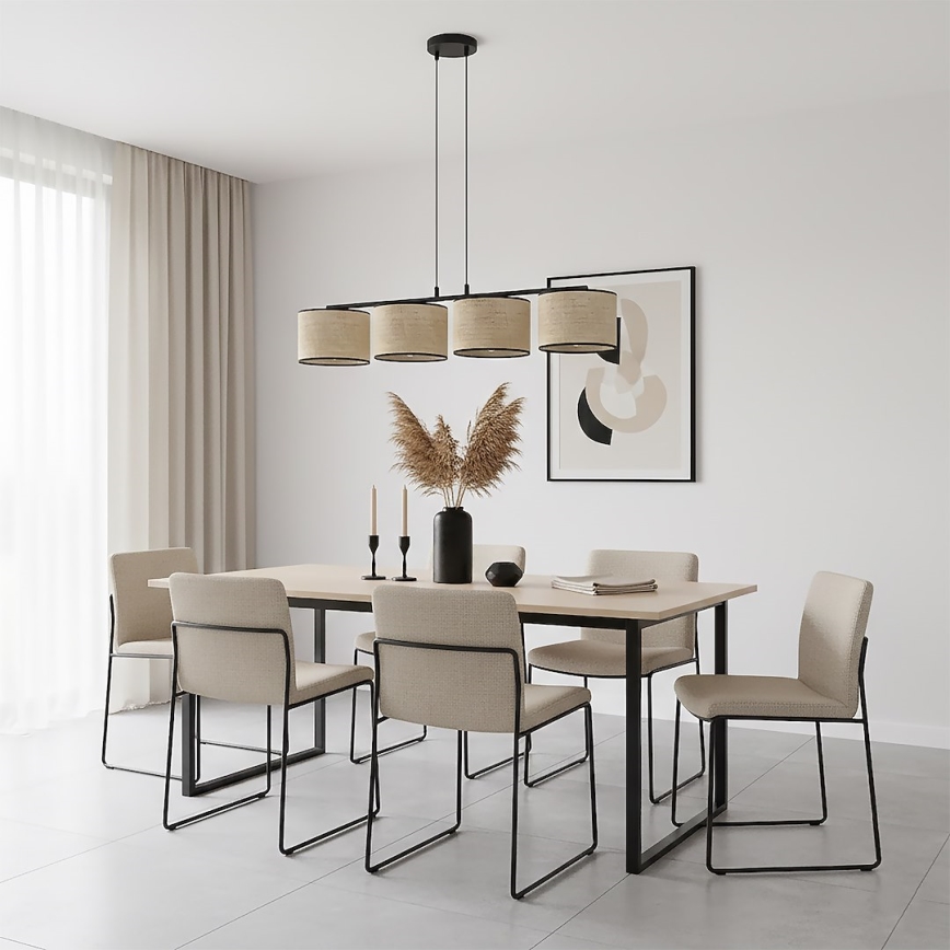 Lustr na lanku ECO 4xE27/15W/230V béžová/ratan