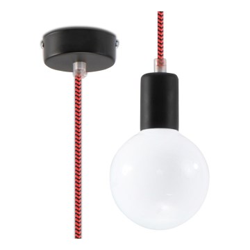 Lustr na Lanku EDISON 1xE27/60W/230V černá, červená