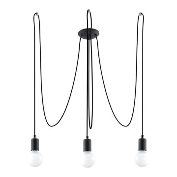 Lustr na Lanku EDISON 3 3xE27/60W/230V pavouk černá