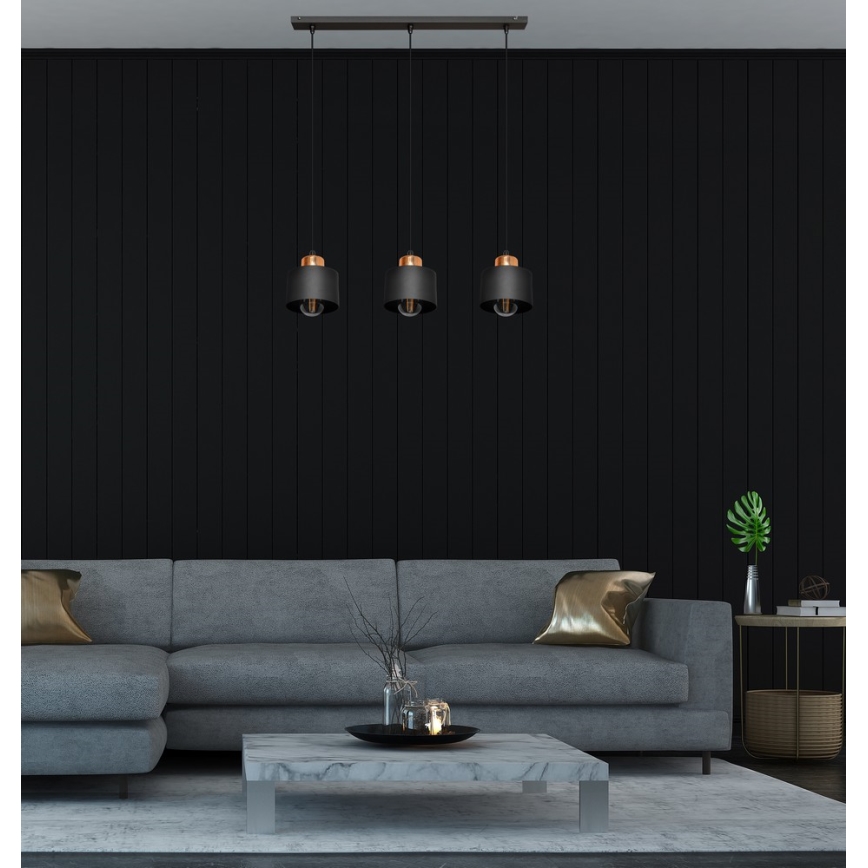 Lustr na lanku EDISON 3xE27/15W/230V
