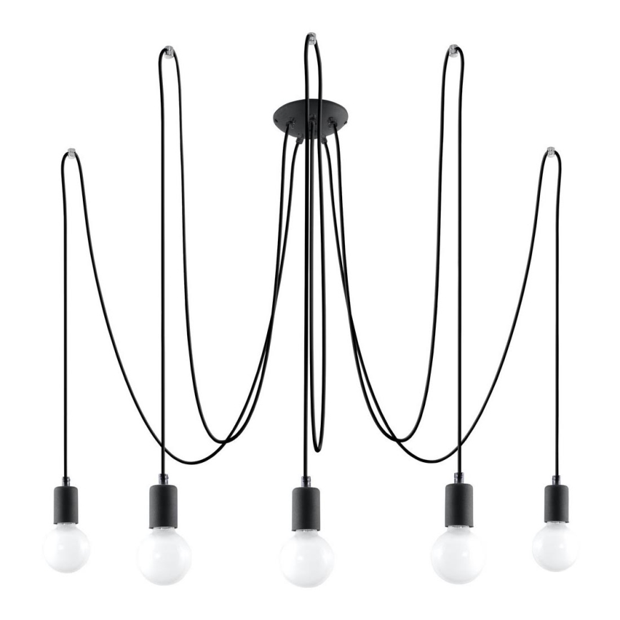 Lustr na Lanku EDISON 5 5xE27/60W/230V pavouk černá
