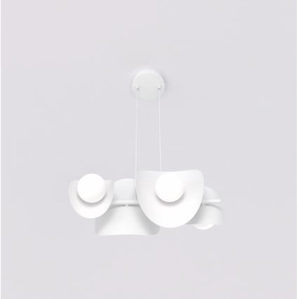 Lustr na lanku ELEMENTI 4xG9/8W/230V bílá