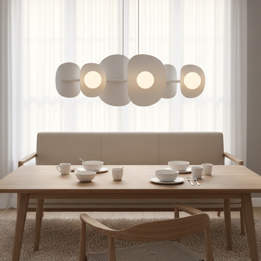 Lustr na lanku ELEMENTI 6xG9/8W/230V bílá